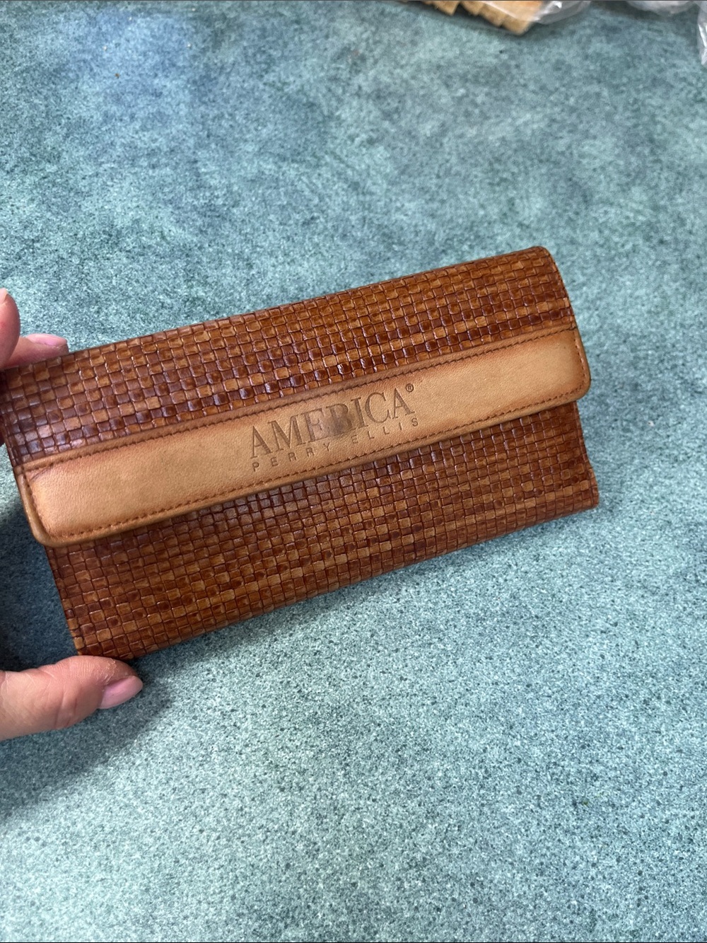 America Perry Ellis Vintage Woven Leather Wallet